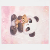Cute Baby Panda with Teddy Bear Fleece Blanket (Vorderseite (Horizontal))