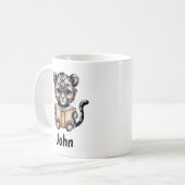 Cute Baby Panther Reading a Book Custom Kaffeetasse (Vorderseite Links)