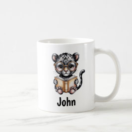 Cute Baby Panther Reading a Book Custom Kaffeetasse