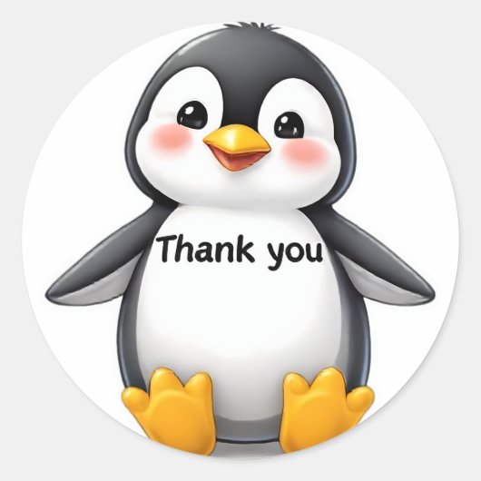 Cute Baby Penguin "Thank You" Sticker  (Vorderseite)