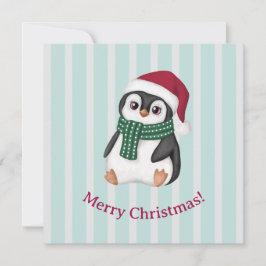 Cute Baby Penguin Wearing Santa Hat Christmas Feiertagskarte