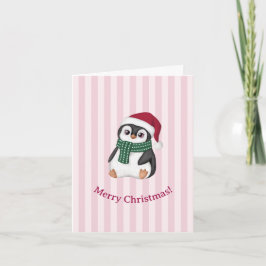 Cute Baby Penguin Wearing Santa Hat Christmas Feiertagskarte
