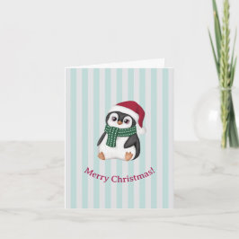 Cute Baby Penguin Wearing Santa Hat Christmas Feiertagskarte
