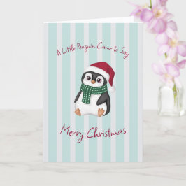 Cute Baby Penguin Wearing Santa Hat Christmas Karte