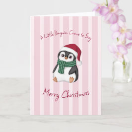 Cute Baby Penguin Wearing Santa Hat Christmas Karte