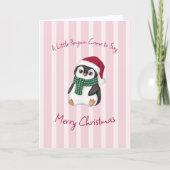 Cute Baby Penguin Wearing Santa Hat Christmas Karte (Vorderseite)