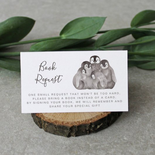 Cute Baby Penguins Baby Shower Book Request   Begleitkarte