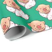 Cute Baby Pig Wrapped in Blanket Geschenkpapier (Rolleneckpunkt)