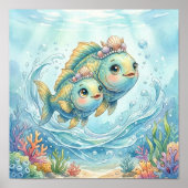 Cute Baby Pisces Zodiac Wall Art Poster (Vorne)
