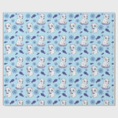 Cute Baby Polar Bears Pattern Wrapping Paper Geschenkpapier (Flach)