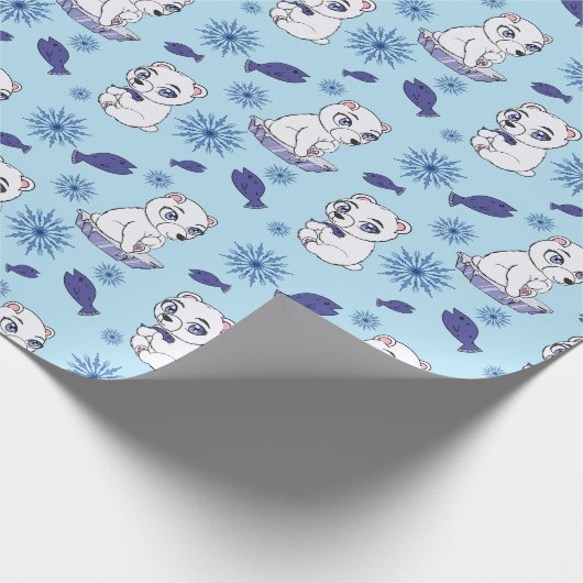 Cute Baby Polar Bears Pattern Wrapping Paper Geschenkpapier (Ecke)