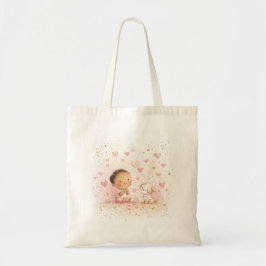 Cute Baby & Puppy Valentine’s Tote Bag | Pastel Tragetasche