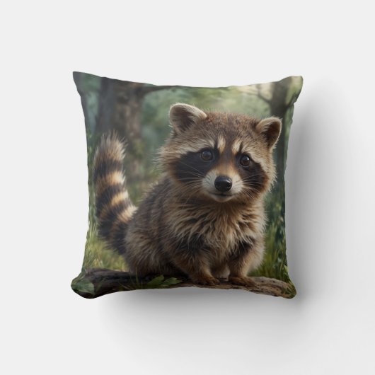 Cute baby raccoon cottage garden  kissen (Vorderseite)
