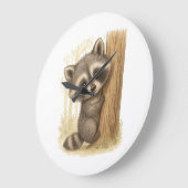 Cute Baby Raccoon Peek-a-Boo Forest Große Wanduhr (Winkel)