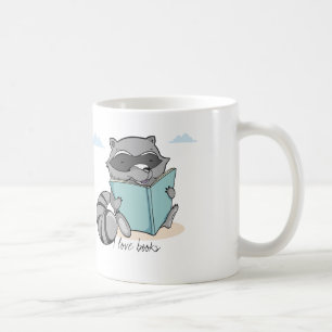 Cute baby raccoon reading. I love books. Kaffeetasse