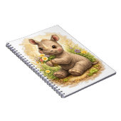 Cute Baby Rhino Floral Spiral Notebook Notizblock (Rechte Seite)