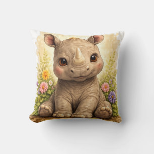Cute Baby Rhino Kawaii Animal Nursery Gift Pillow Kissen