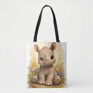 Cute Baby Rhino Tote Bag Kawaii Animal Tasche