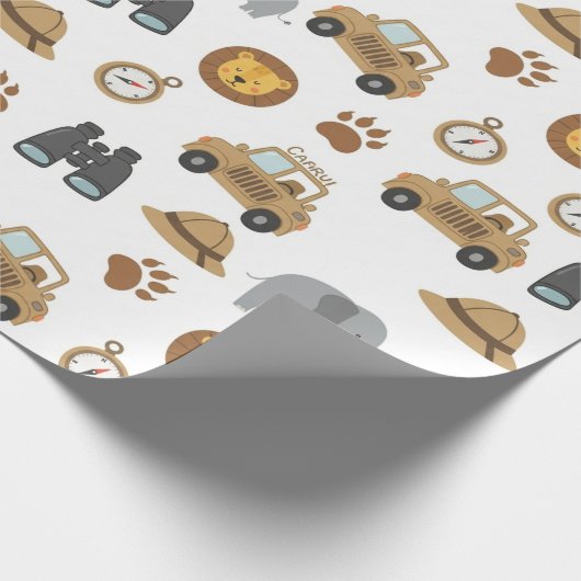 Cute Baby Safari Animals Pattern Wrapping Paper Geschenkpapier (Ecke)