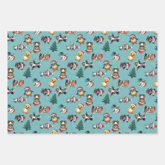 Cute Baby Santa Hat Animals Geschenkpapier Set (Vorderseite)