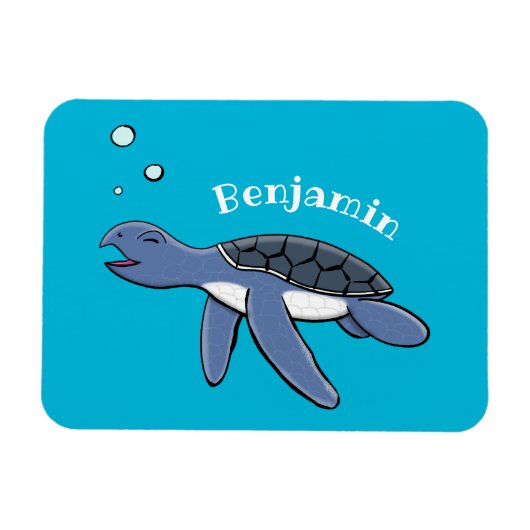 Cute baby sea turtle cartoon illustration magnet (Horizontal)