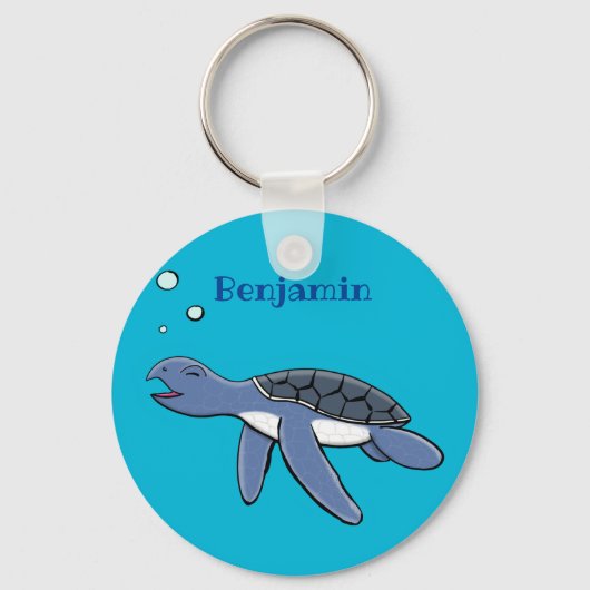 Cute baby sea turtle cartoon illustration schlüsselanhänger (Vorderseite)