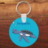 Cute baby sea turtle cartoon illustration schlüsselanhänger (Vorderseite)