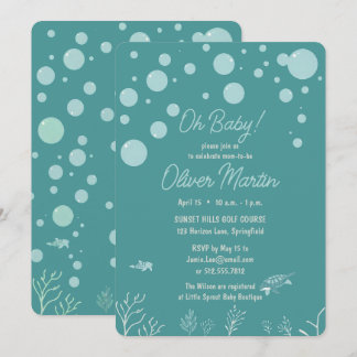 Cute Baby Shower Boy Aqua Fish Park Adorable Oce Einladung