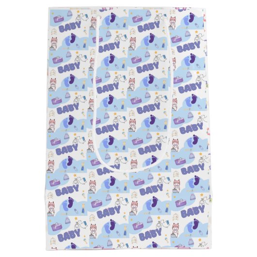 Cute Baby Shower Gift Bag Mittlere Geschenktüte (Rückseite)