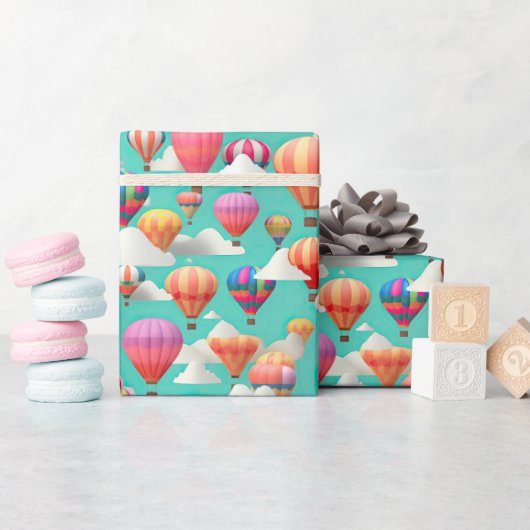 Cute baby shower hot air balloon tiled  geschenkpapier (Babyparty)