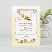 Cute Baby Shower Invitation for girl Einladung (Stehend Vorderseite)