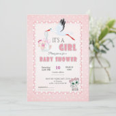 Cute Baby Shower Invitation - it is a girl! Einladung (Stehend Vorderseite)