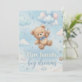 Cute Baby shower invitation with prediction game Karte (Stehend Vorderseite)