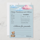 Cute Baby shower invitation with prediction game Karte (Rückseite)