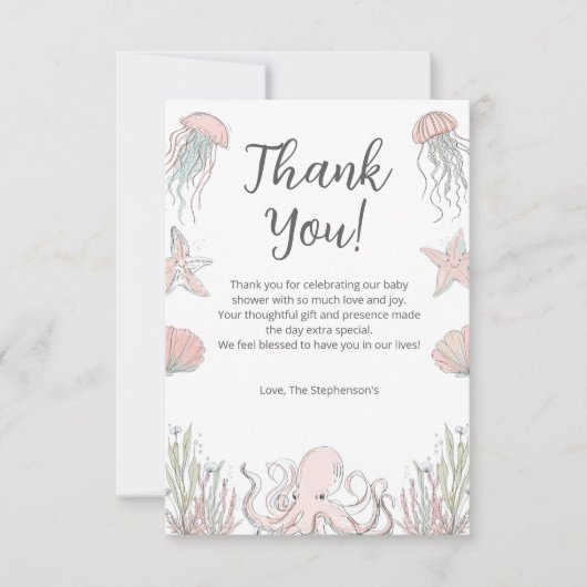 Cute Baby Shower Ocean Coastal Theme Dankeskarte (Vorderseite)