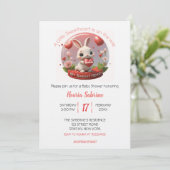 Cute Baby Shower Rabbit Sweetheart Valentine Einladung (Stehend Vorderseite)