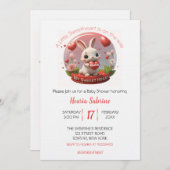 Cute Baby Shower Rabbit Sweetheart Valentine Einladung (Vorne/Hinten)