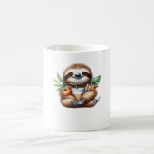 Cute Baby Sloth with Pumpkin Coffee and Pancakes w Kaffeetasse (Mittel)