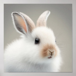 Cute Baby Snowshow Hare Portrait (Bunny) 1:1 Poster