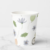 Cute Baby Spring Summer Rabbit On A Bike Pattern Pappbecher (Vorderseite)