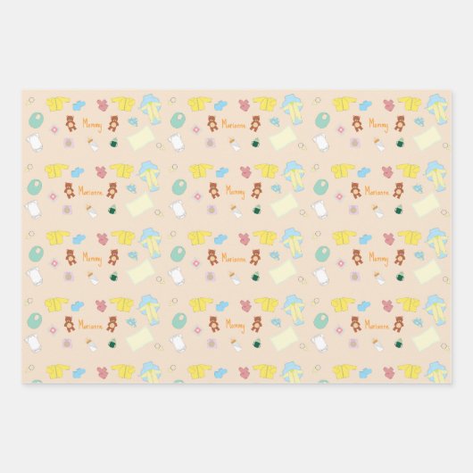 Cute Baby Stuff/Teddy Bears Wrapping Paper Sheets Geschenkpapier Set (Vorderseite 2)
