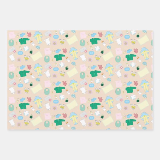 Cute Baby Stuff/Teddy Bears Wrapping Paper Sheets Geschenkpapier Set (Vorderseite)