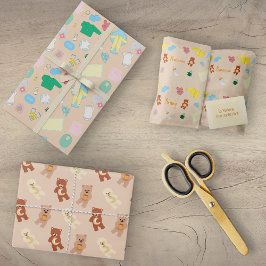 Cute Baby Stuff/Teddy Bears Wrapping Paper Sheets Geschenkpapier Set