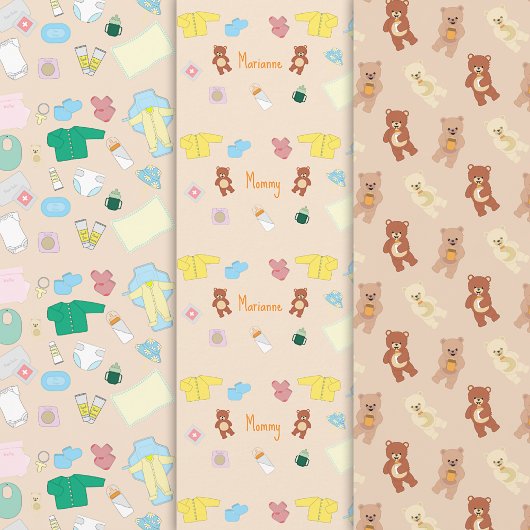 Cute Baby Stuff/Teddy Bears Wrapping Paper Sheets Geschenkpapier Set