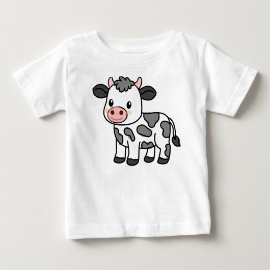 Cute Baby T-Shirt with Adorable Cow Illustration (Vorderseite)