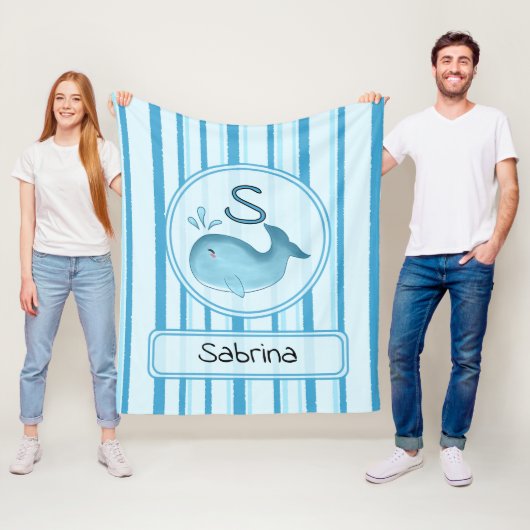 Cute Baby Whale Personalize Fleece Blanket (Beispiel)