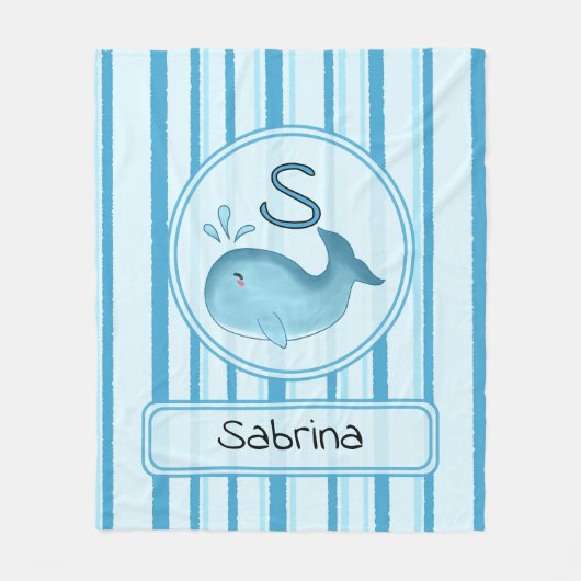 Cute Baby Whale Personalize Fleece Blanket (Vorderseite)