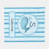 Cute Baby Whale Personalize Fleece Blanket (Vorderseite (Horizontal))