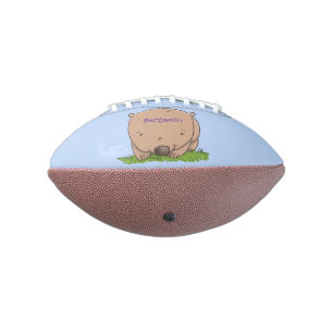 Cute baby wombat cartoon illustration football