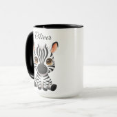 Cute Baby Zebra Cartoon, Personalize Child's Name Tasse (Vorderseite Links)